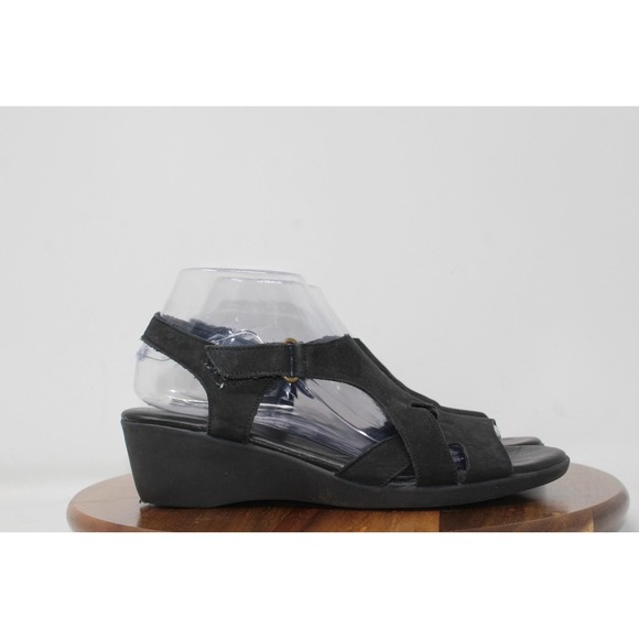 The Flexx Sandals Womens Size 8 Black Wedge Strappy Adjustable Comfort Open Toe - Picture 1 of 11